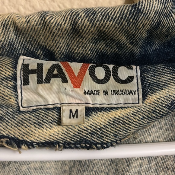 VTG Havoc Jean jacket with leather fringe size medium - Picture 4 of 9